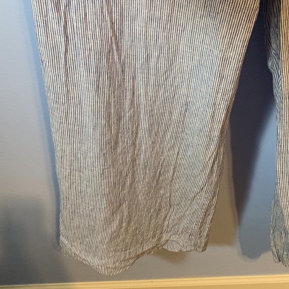 J CREW Spaghetti-strap jumpsuit striped beauchamps linen blue white wide leg 4 - Picture 5 of 14